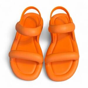 Melissa Free Orange Puffer Slingback Jelly Sandals Shoe Size 6 Resort Holiday